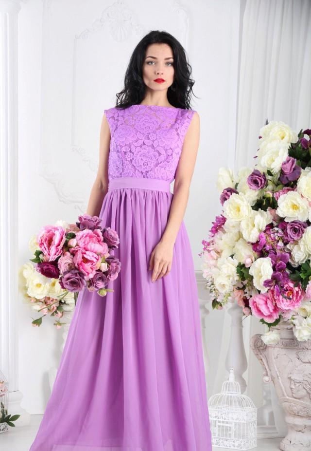 Purple Bridesmaid Dress Purple Lace Dress Long Lavender Bridesmaid ...