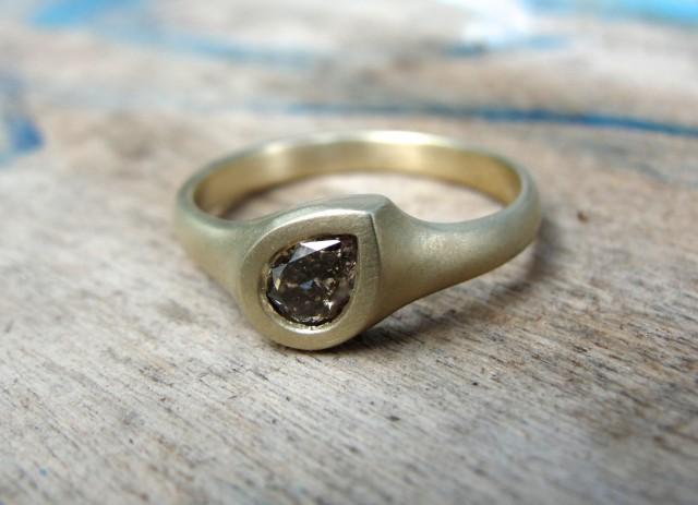 Gold Engagement Ring - Diamond Ring - Pear Diamond Ring - Diamond ...