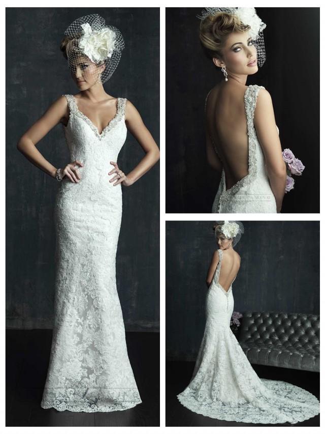 Beaded Straps Plunging Neckline Wedding Dresses With Low Back #2454458 ...