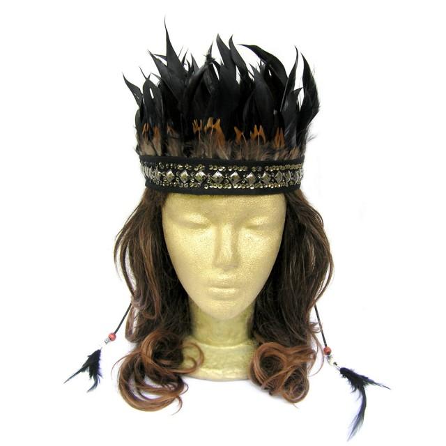 Feather Headdress, Black Wedding Headdress, Festival Feather Headband ...