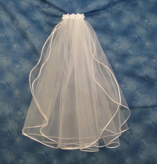 Light Ivory Shimmer First Communion Veil Two Tier Communion Veil On ...