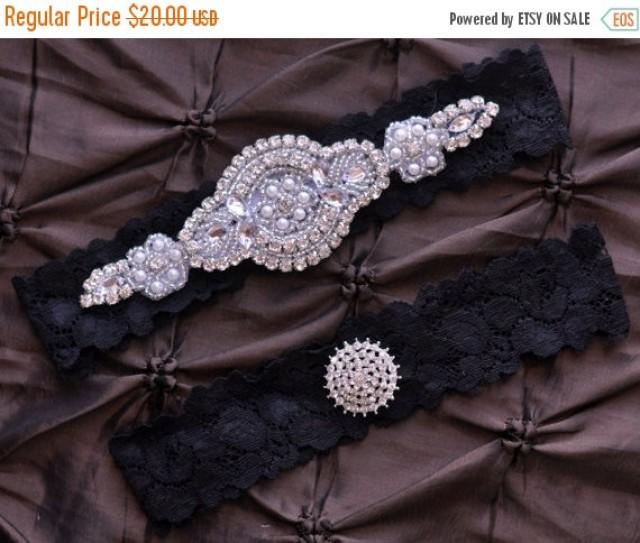 SALE Wedding Garter, Bridal Garter Set - Black Lace Garter, Keepsake ...