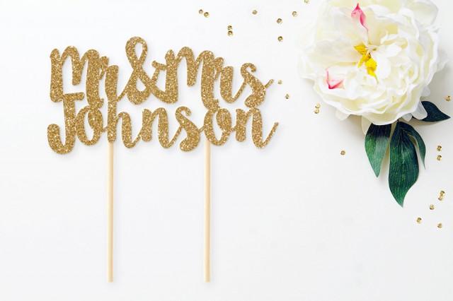 Personalized Mr & Mrs Glitter Cake Topper #2458368 - Weddbook