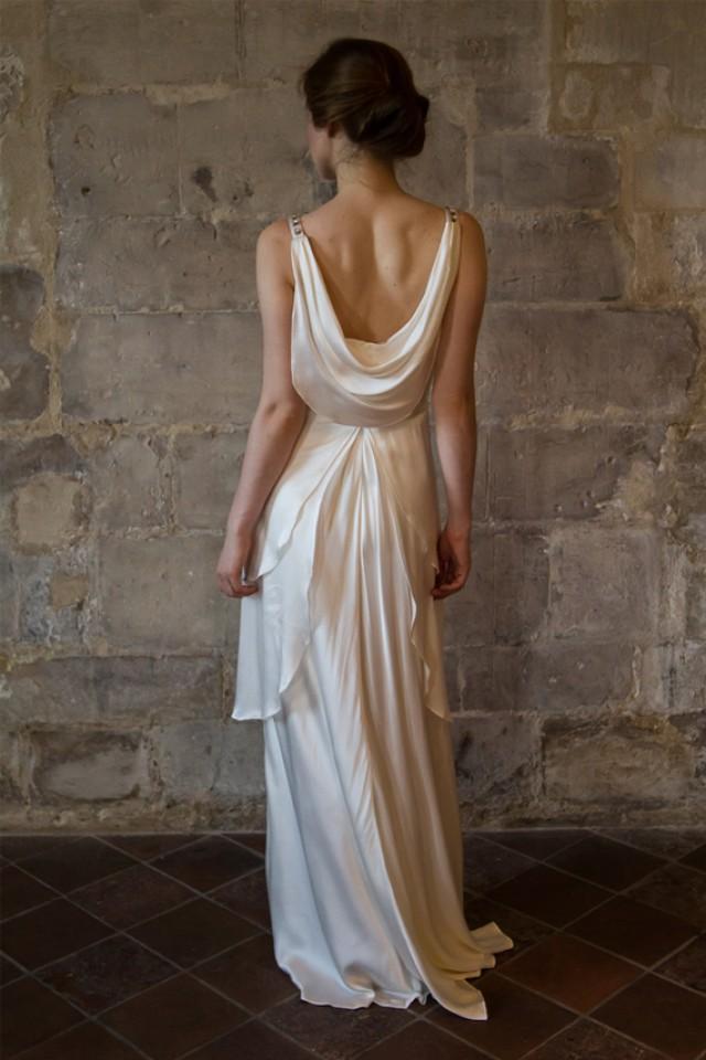 Silk Wedding Dress/ Great Gatsby Wedding Dress/ Low Back V Neck Bias ...