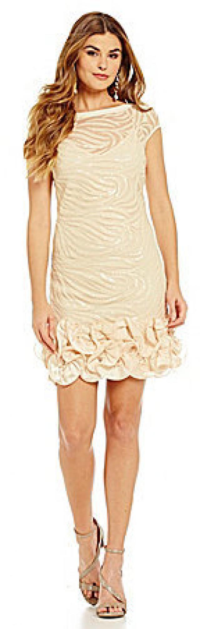 Jessica Simpson Sequined Ruffle Feather-Hem Dress #2459919 - Weddbook