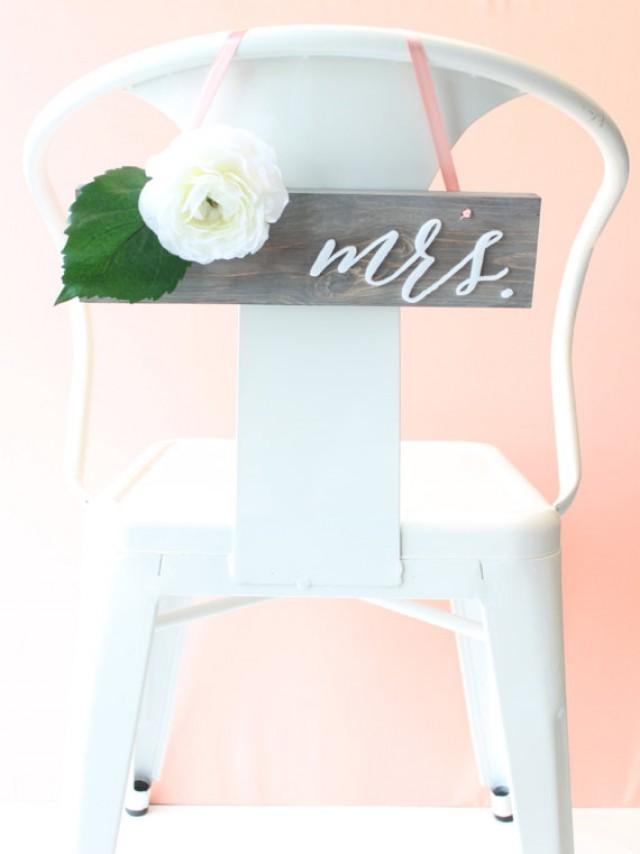 Wedding Chair Signs: Mr. & Mrs. Calligraphy Pair (solid Wood In ...