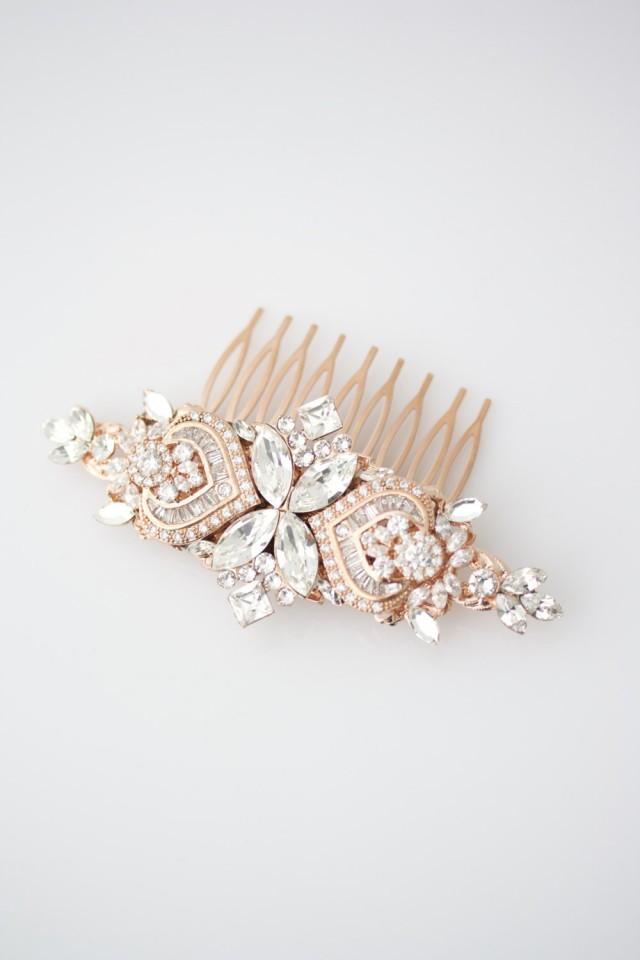 Wedding Hair Accessories Rose Gold Hair Comb Crystal Bridal Comb Rose ...