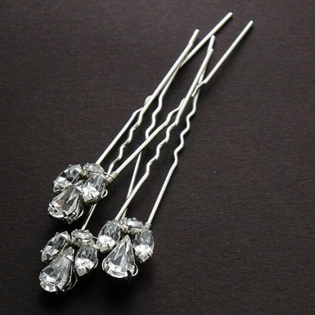 Set Of 3 Or 5 Classic Crystal Rhinestone Hairpins - Bridal Hairpins ...