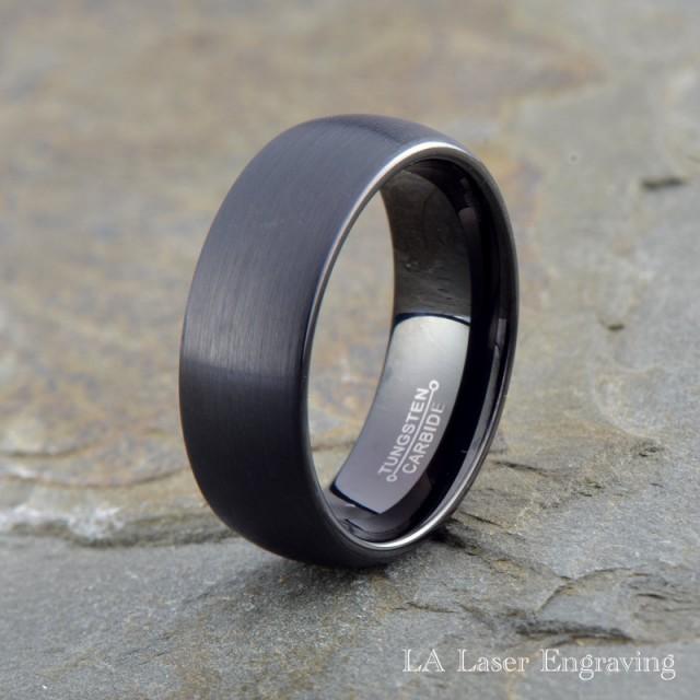 Tungsten Wedding Band, 8mm, Black Wedding Band, Mens Wedding Band ...