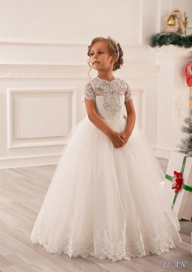 Ivory Lace Flower Girl Dress - Wedding Party Holiday Bridesmaid ...