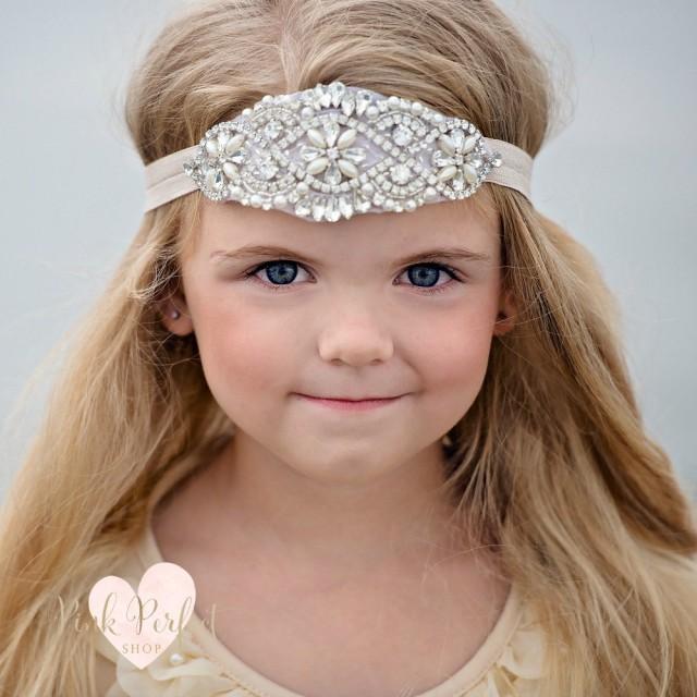 Rhinestone Headband, Flower Girl Headband, Crystal Headband, Bridal ...