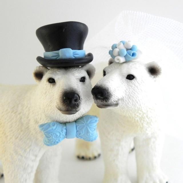 Polar Bear Wedding Cake Topper, Arctic, Winter, Snow, Custom Color ...