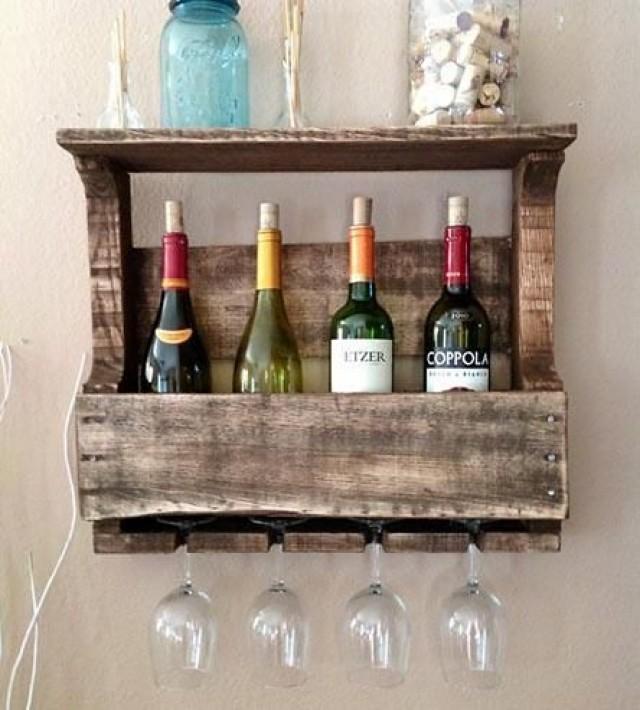 Small Reclaimed Wood Wine Rack With Shelf #2476808 - Weddbook