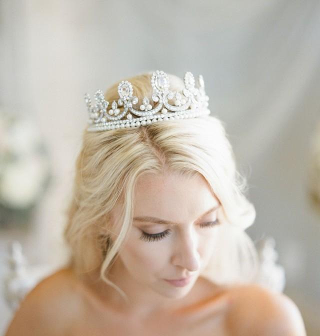 Royal Pearl Bridal Tiara-MARIE-AMELIE 2, Swarovski Bridal Tiara, Bridal ...