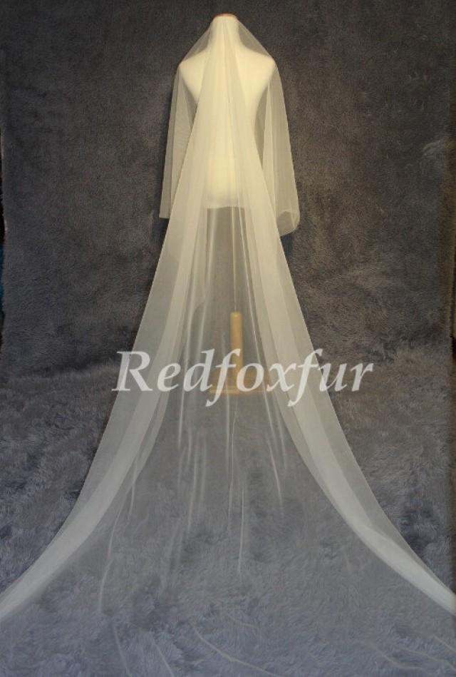 Simple Cathedral Veil White Or Ivory Bridal Veil 1T 3m Long Veil ...