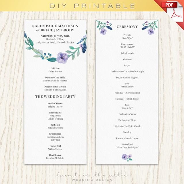 Wedding Program, Template Printable, Printable Program, Ceremony ...