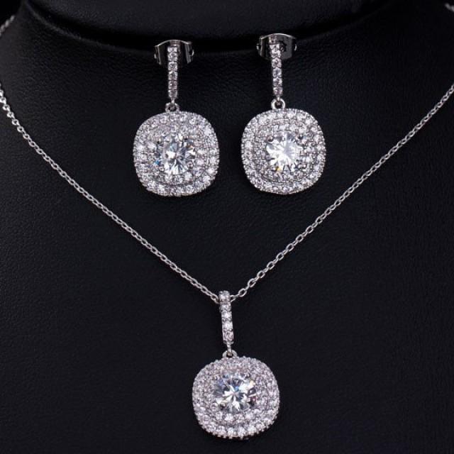 Wedding CZ Necklace Sets / Bridal Jewelry /Bridesmaid Gifts/mother Of ...
