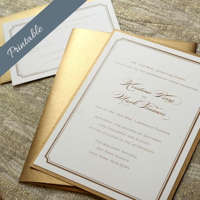 Simple Gold Wedding Invitation Printable Gold Wedding Invitations ...