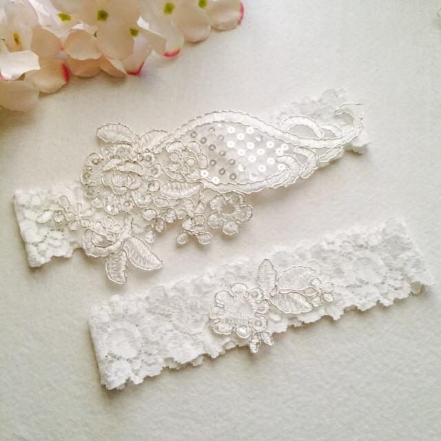 Rustic Wedding Garter - White Wedding Garter Set - Bridal Garter ...