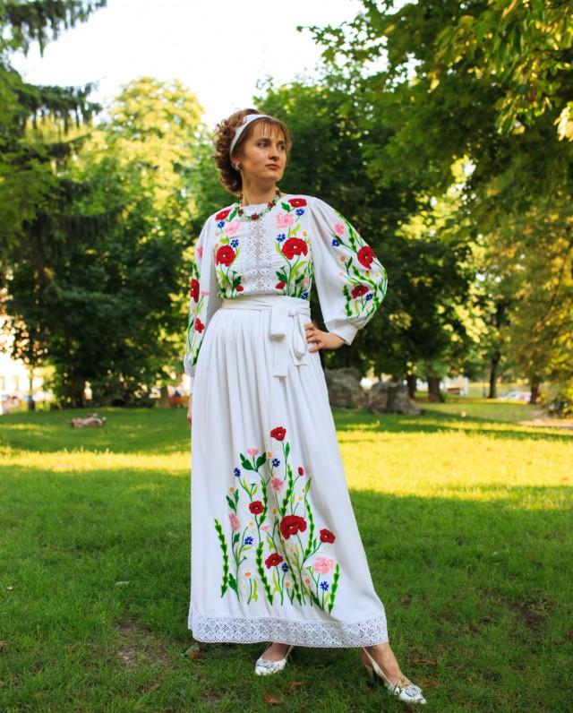 Ukrainian Traditional Boho Lacy Wedding, Prom, Engagement Dress. Floral ...