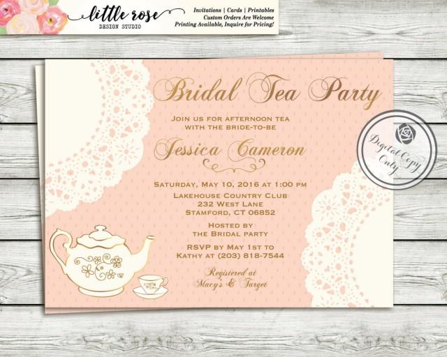 Tea Party Bridal Shower Invitation - High Tea Invitation - Tea Party ...