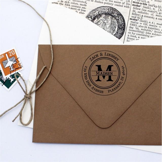 Monogram Return Address Stamp - Round Personalized Custom Self Inking ...