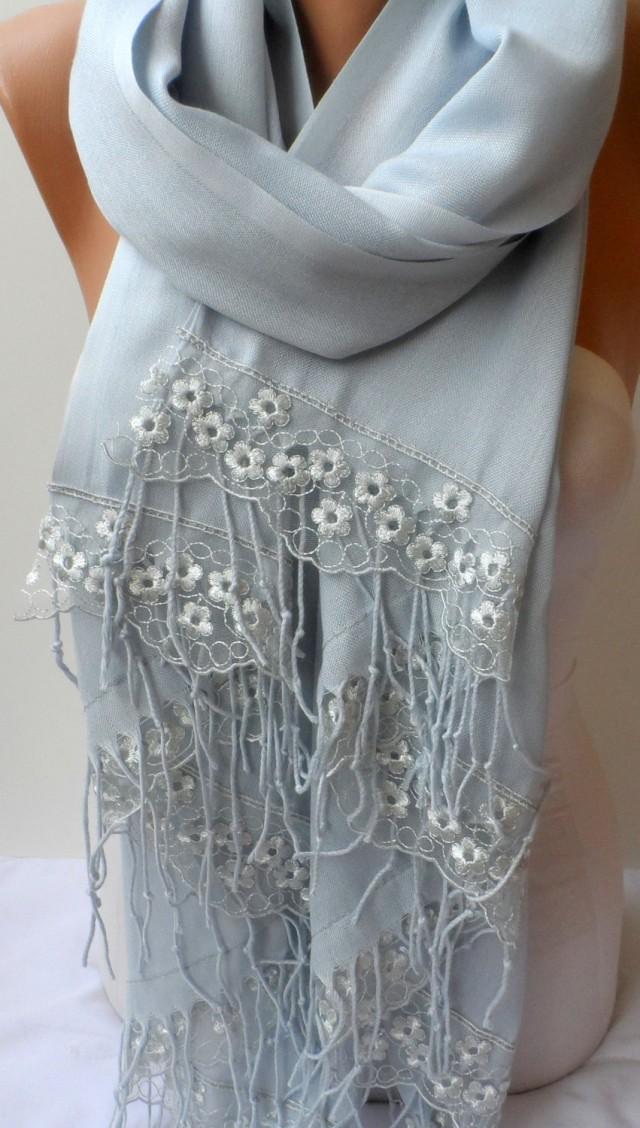 Wedding Shawls Light Gray Pashmina Shawls With Silver Gray French Lace ...