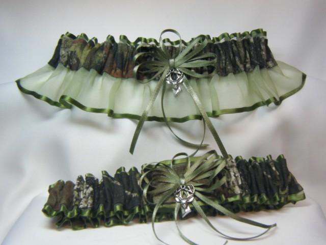 Hunting Deer Camo Camouflage Wedding Garter Belt Or 2pc Set W