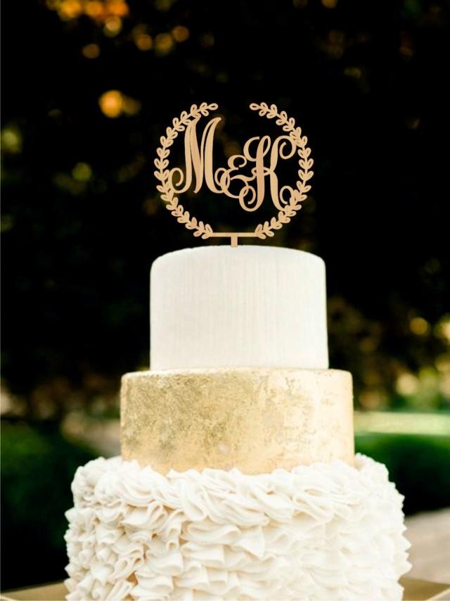 Custom Monogram Wedding Cake Topper Initial Wooden Topper Rustic Cake ...
