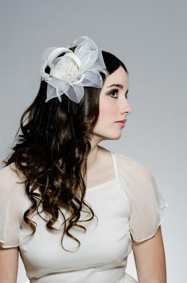 Ivory Fascinator, Wedding Fascinator, Crystal Headpiece, White ...