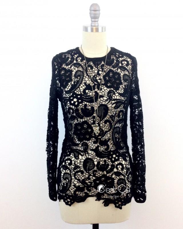 Sonia Black Guipure Lace Blouse - C'est Ça New York #2504658 - Weddbook