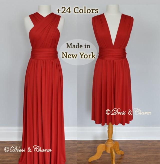 Ruby Red Maxi Dress, Infinity Dress, Convertible Dress, Red Dress, Prom ...