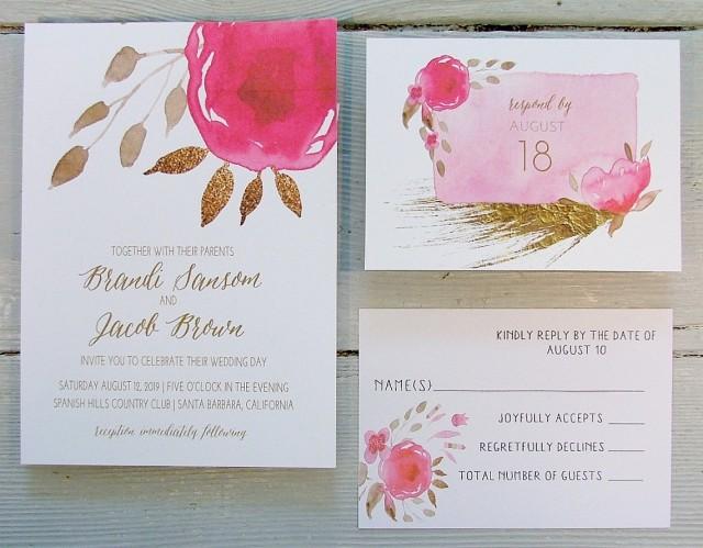 Hot Pink Wedding Invitation Bright Gold Modern Hot Pink Wedding Invitation Bright Gold Modern Set Invites 2505035 Weddbook