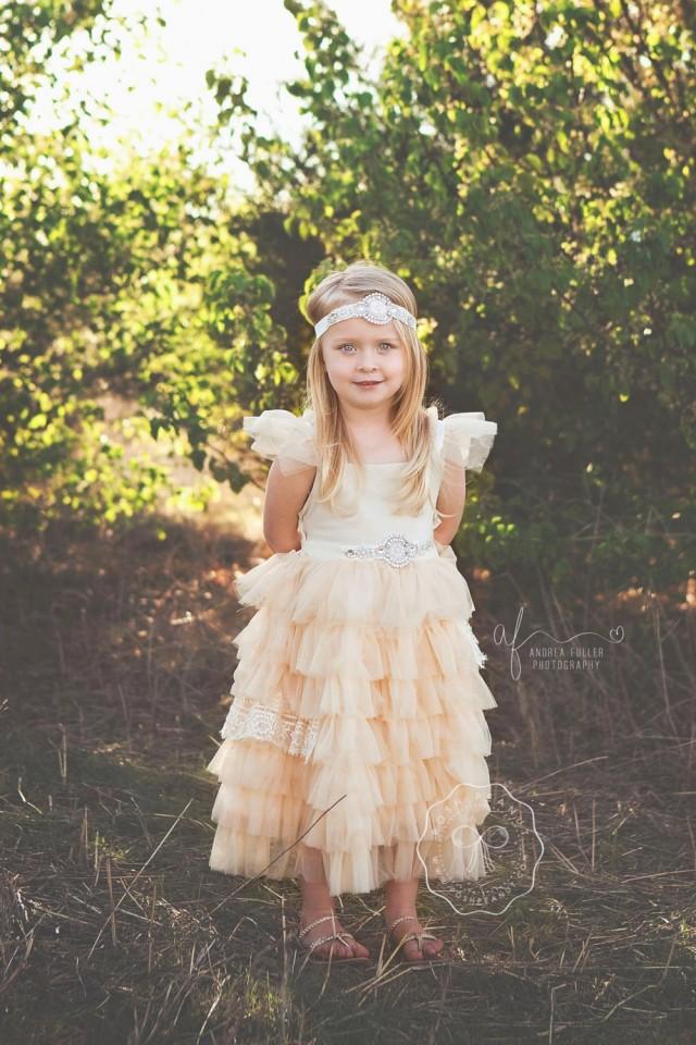 Flower Girl Dress, Flower Girl Dresses, Champagne Lace Flower Girl ...