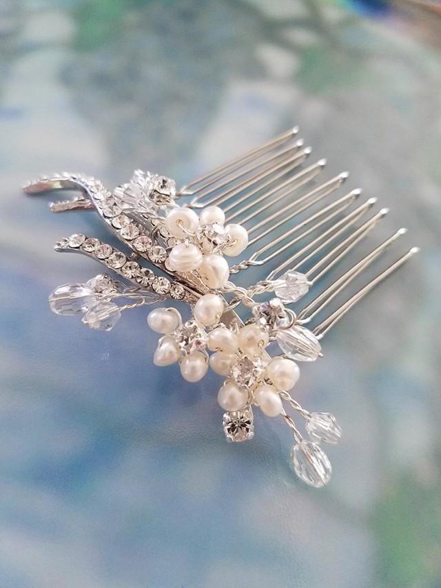 Rhinestone Hair Comb With Pearls And Swarovski Crystals, Pearl Comb ...