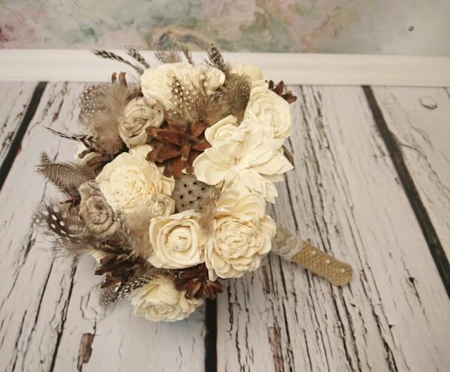 Winter Wedding Rustic Wonderland MEDIUM Bridal Bridesmaid BOUQUET Cream ...