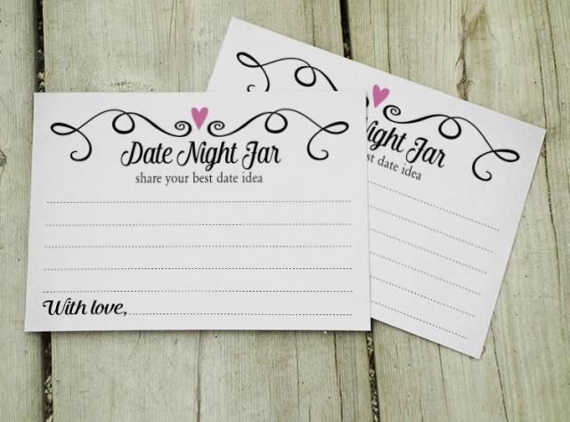 Date Night Jar Cards,Two Hearts Date Jar Wedding Notecards-PRINTABLE ...