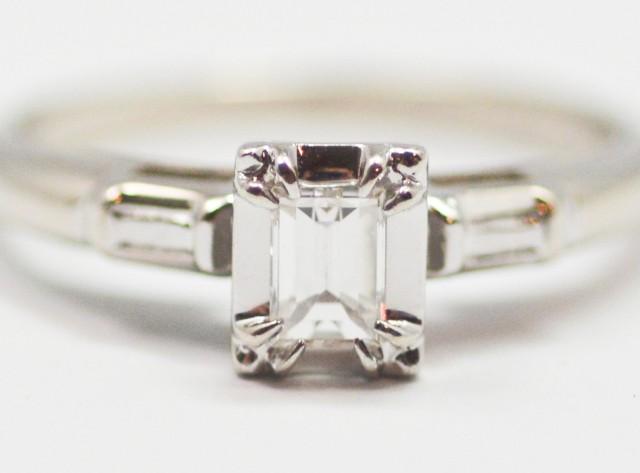 Classic Mid Century Emerald Cut Diamond Ring #2510687 - Weddbook
