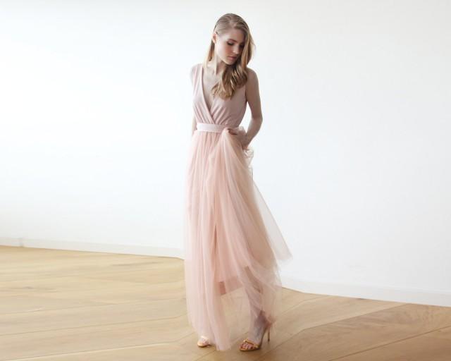 Maxi Pink Tulle Bridesmadis Gown , Pink Tulle Fancy Maxi Dress #2511177 ...