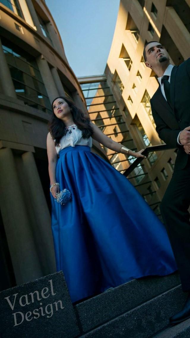 Bridesmaids Long Maxi Skirt With Pockets Elegant Royal Blue Skirt ...