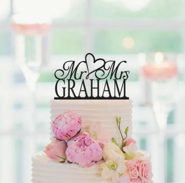 Wedding Cake Topper Mr Mrs Personalized Custom Last Name Cake Decor ...