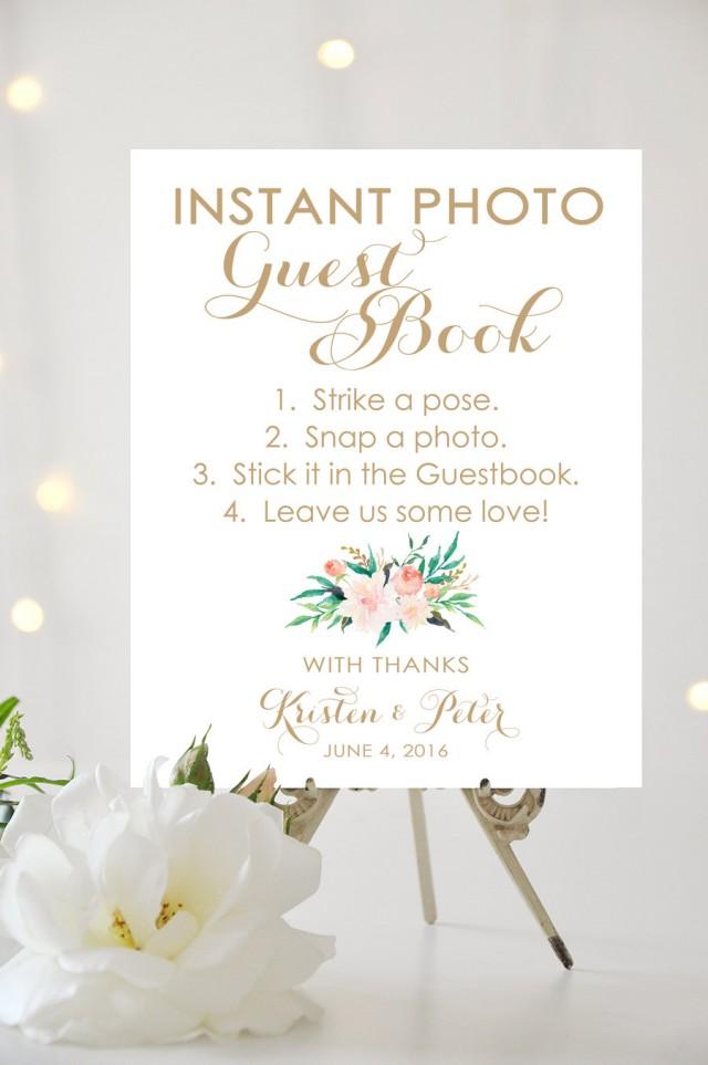 Instant photo guest book sign 8 x 10 or 11 x 14 sign personalized