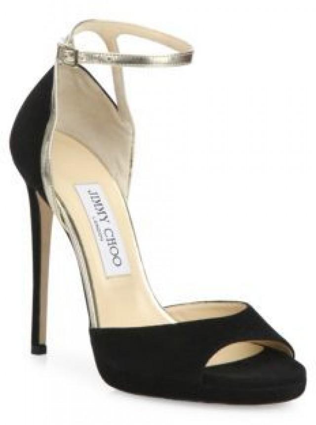 Jimmy Choo Pearl Suede & Metallic Leather Ankle-Strap Sandals #2520991 ...