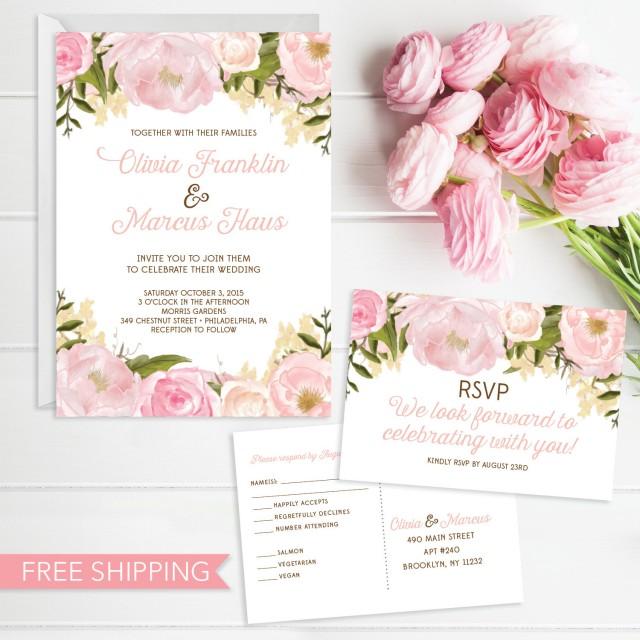 Pink Flower Wedding Invitations 6