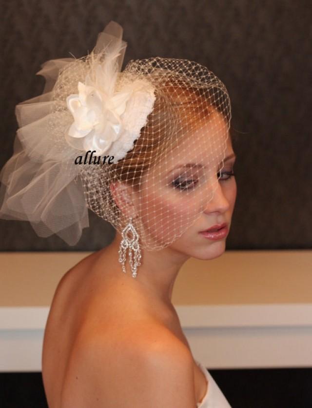 BIRD CAGE VEIL. Bridal Hat With Birdcage Veil And Lace And Flower ...