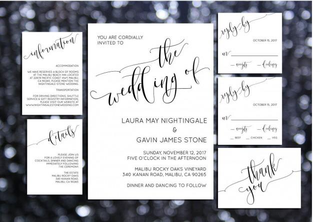 Printable Wedding Invitation Template , Wedding Invites, Wedding ...