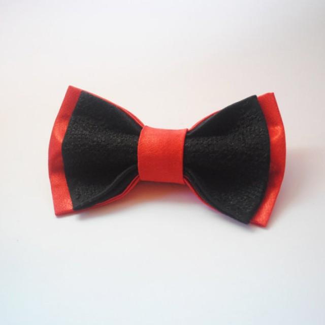 Red&black Satin Bow Tie Hand Embroidered Bowtie Wedding Bowties Classic ...
