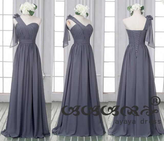 One Shoulder Dark Gray Prom Dress Custom Made Size Color Sweetheart ...