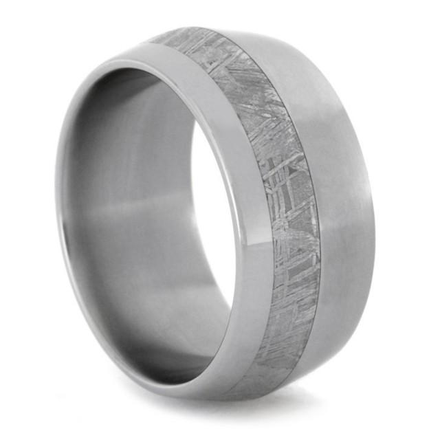 Meteorite Titanium Ring With Polished And Matte Finish On Knife Edge ...