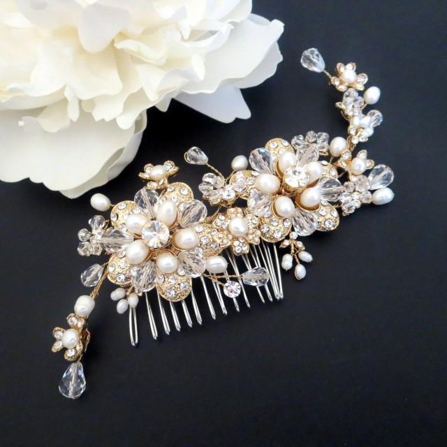 Wedding Headpiece, Bridal Hair Comb, Gold Headpiece, Gold Hair Comb ...